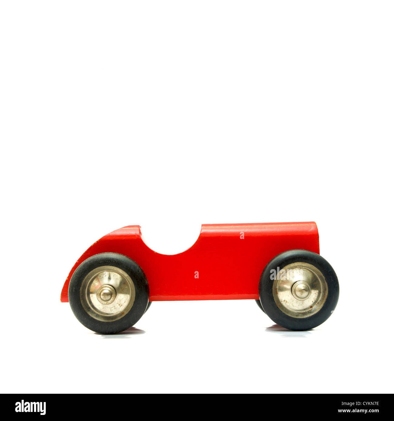 Wooden red toy car, vintage look Stock Photo