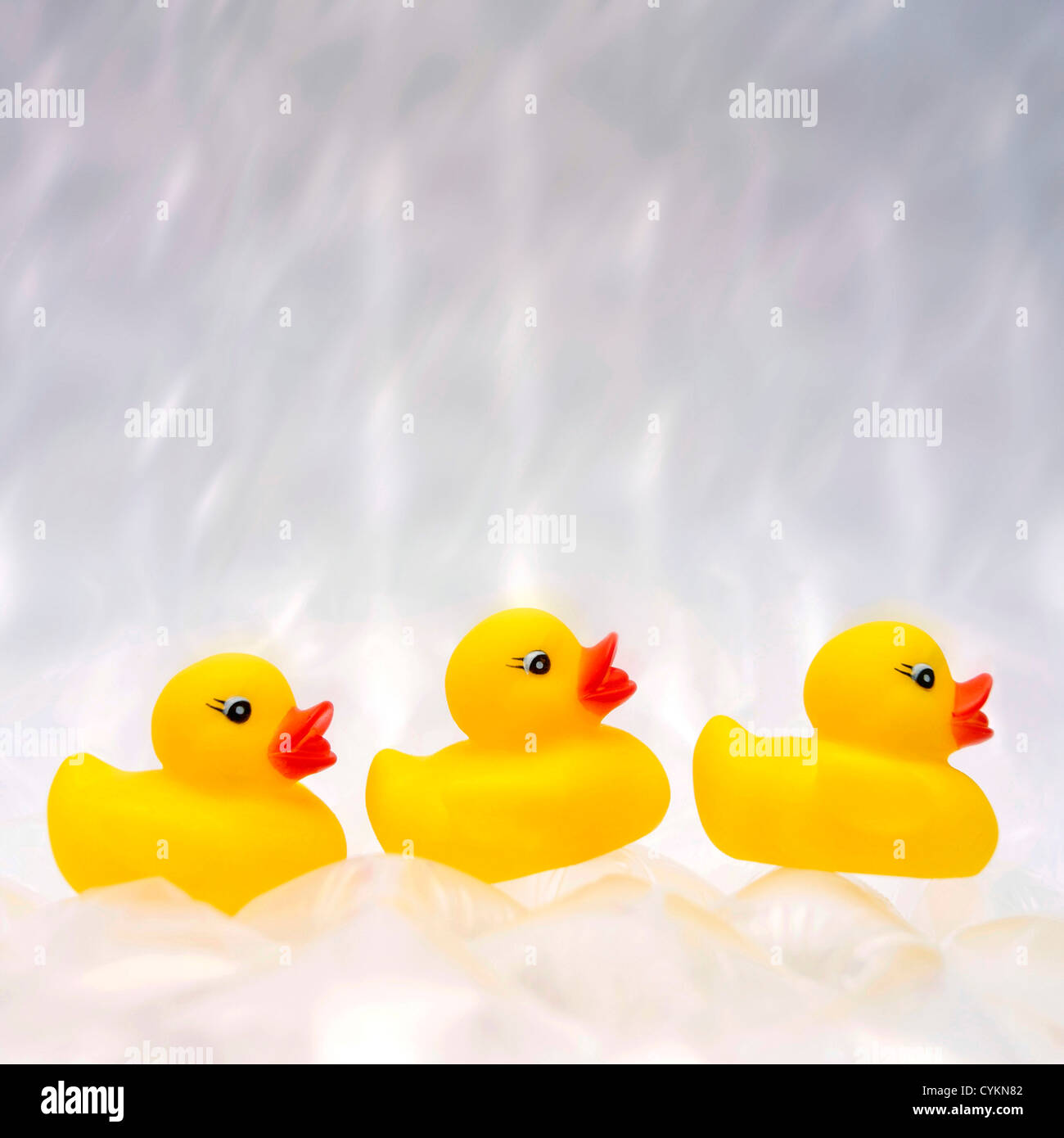 Three rubber duck toys Stock Photo