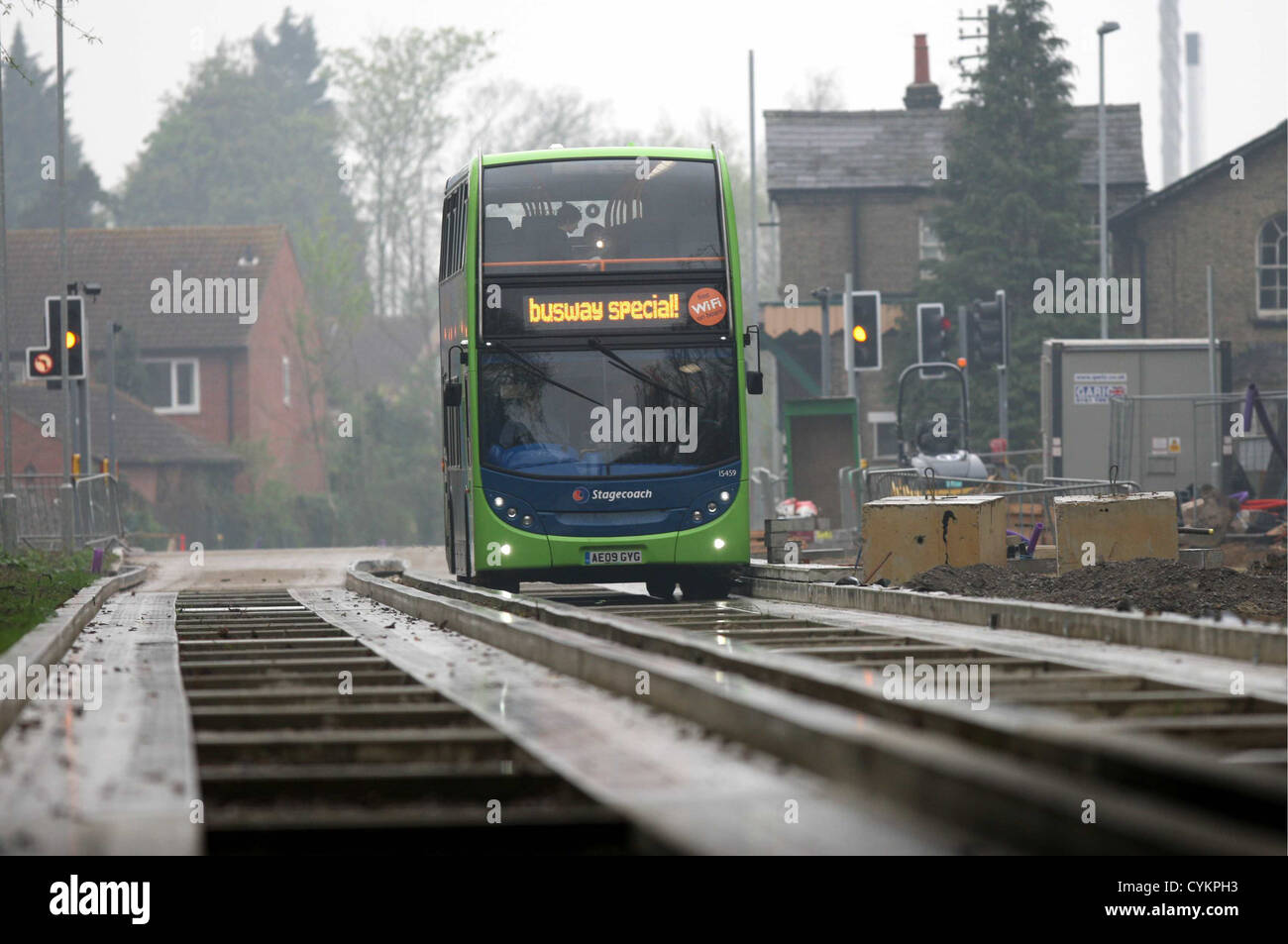 Guided busway in cambridge england stock photo alamy