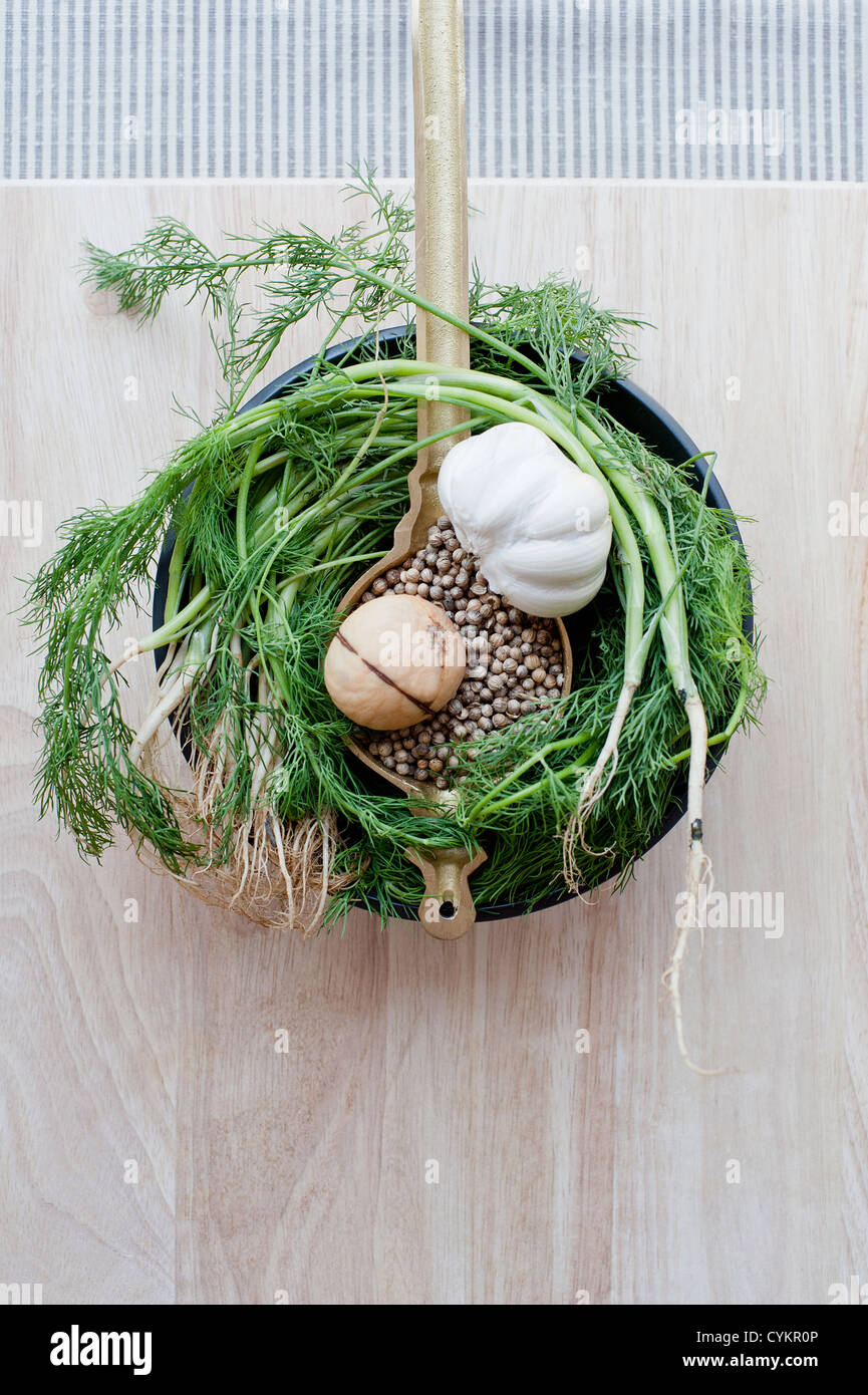 Garlic dill stalks and seeds Stock Photo Alamy