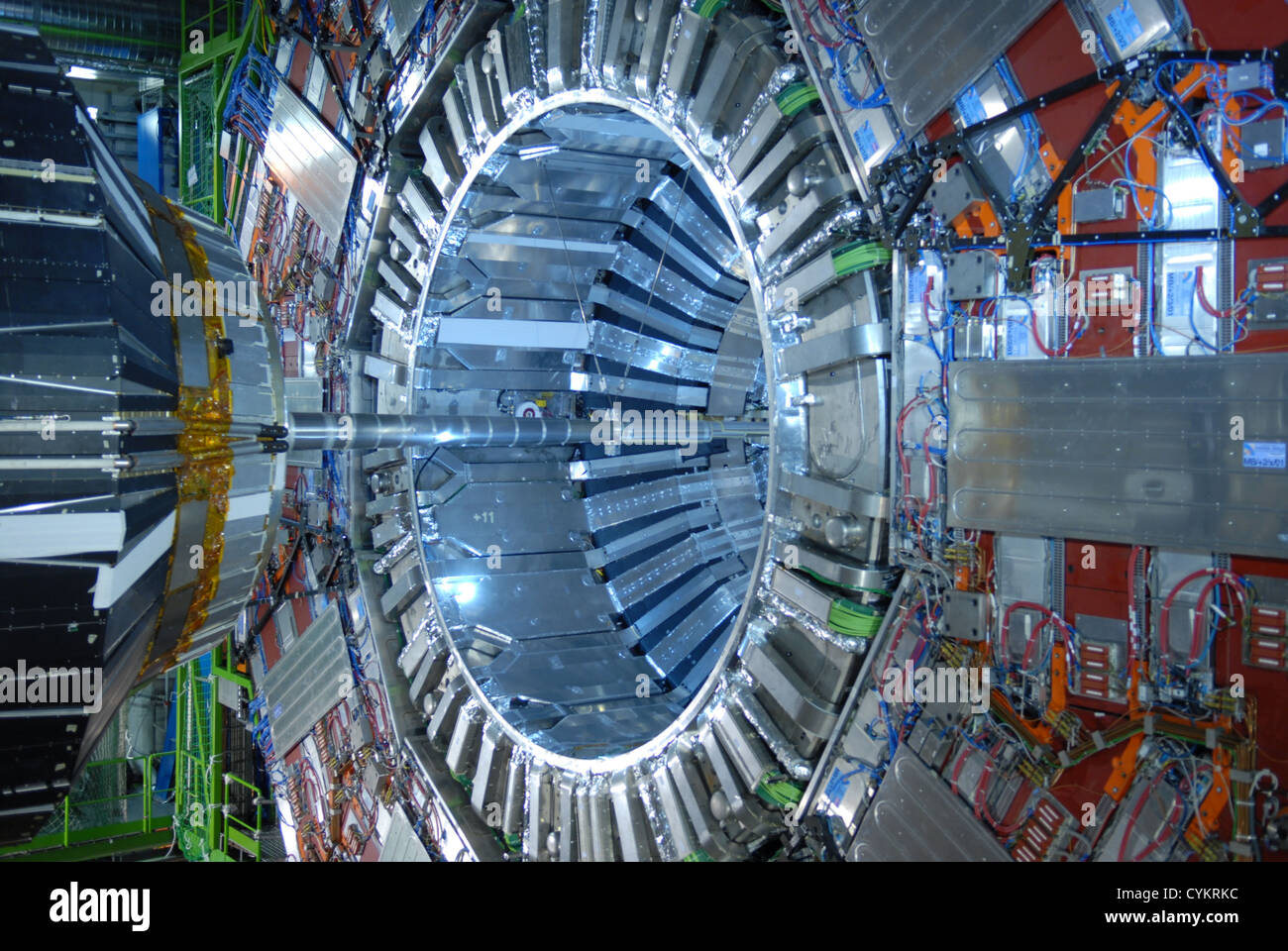 The experiment at CERN Geneva Switzerland: Atlas, Alice, LHC Large Hadron Collider, Higgs boson, CMS Stock Photo