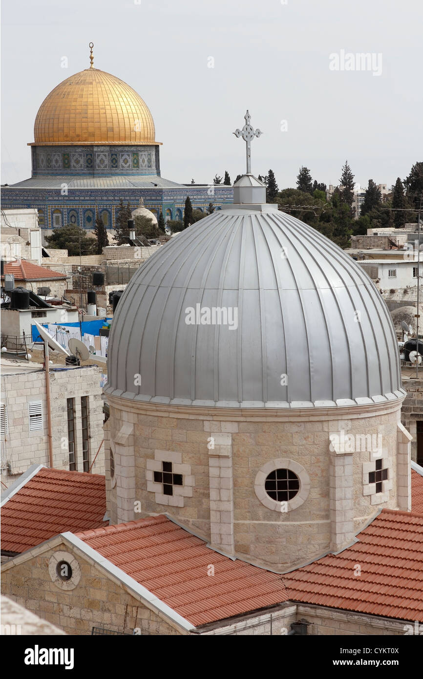 Al Aqsa Mosque and dome of the rock in Jerusalem Stock Photo