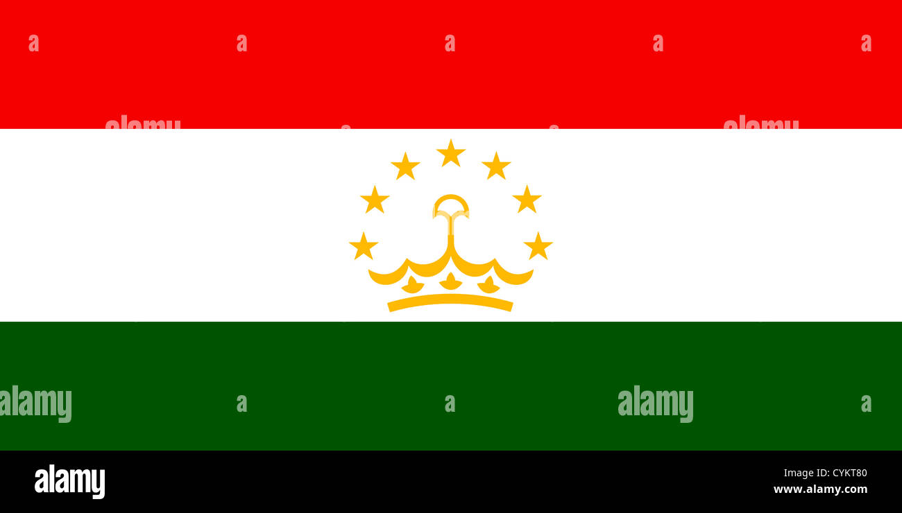 National flag of the Republic of Tajikistan. Stock Photo
