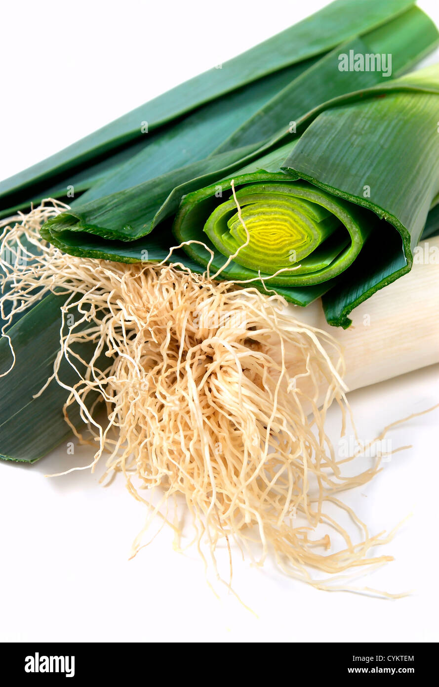 fresh leek cuted for cooking Stock Photo