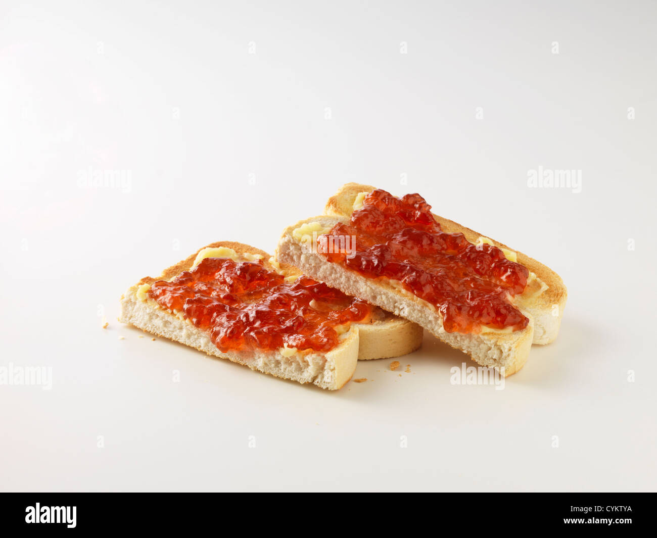 Toast with butter and jam Stock Photo Alamy