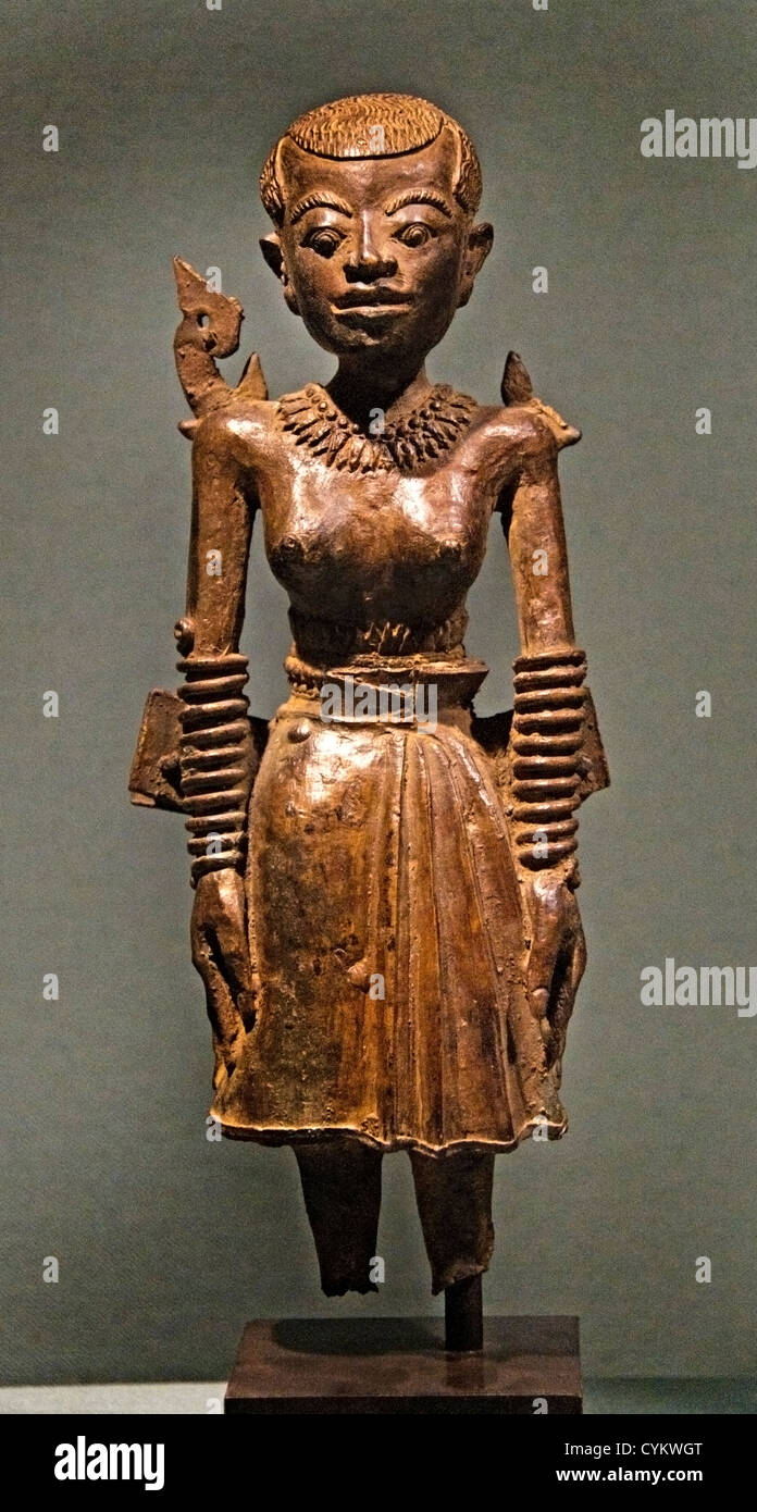 Standing Young Female Eastern Javanese 14th -15th century Indonesia Java Bronze 23.5 cm Stock Photo