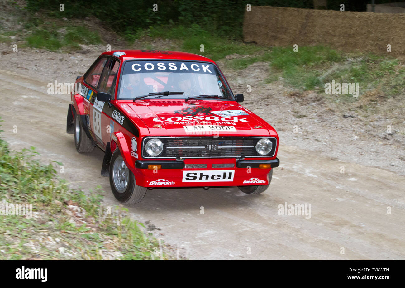 1975 Ford Escort RS1800 with driver Andrew Siddall on the rally stage ...