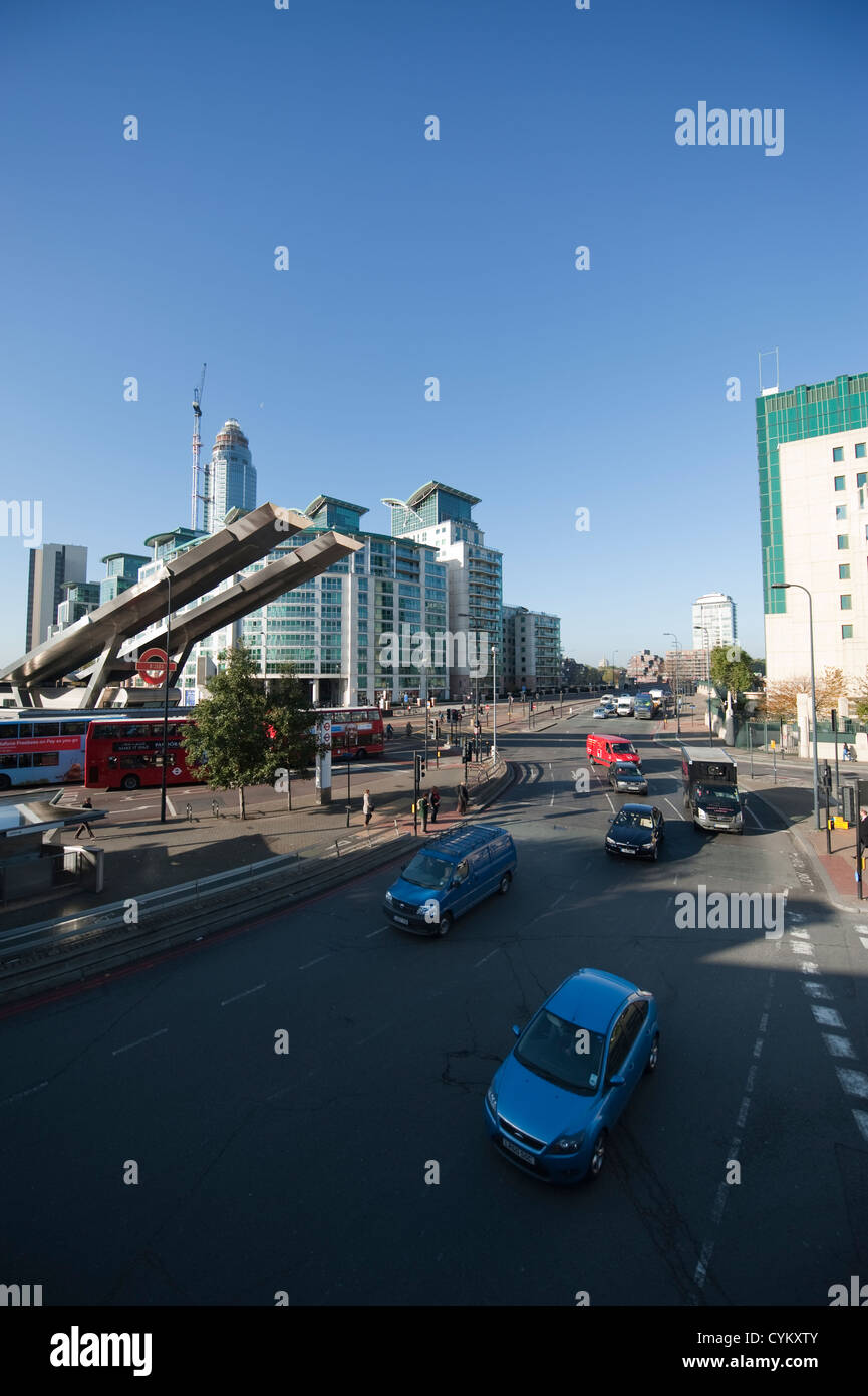 Road traffic and architecture at Vauxhall Cross in central London Stock Photo