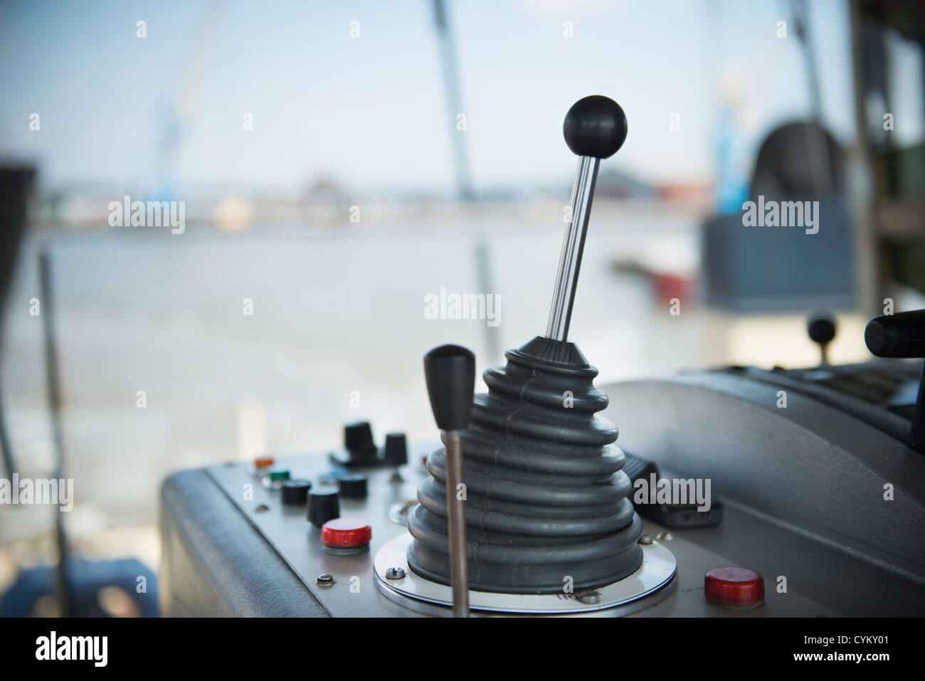 Close up of tugboat controls Stock Photo