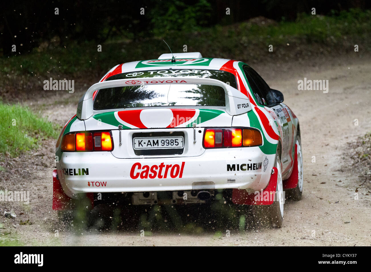 1995 Toyota Celica GT-Four ST205 rally car with driver Mark Courtney at the 2012 Goodwood Festival of Speed, Sussex, England, UK Stock Photo