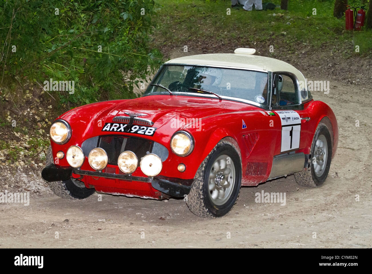1964 Austin Healey 3000 Mk3 with driver Michael Darcey, rally stage at the 2012 Goodwood Festival of Speed, Sussex, England, UK. Stock Photo