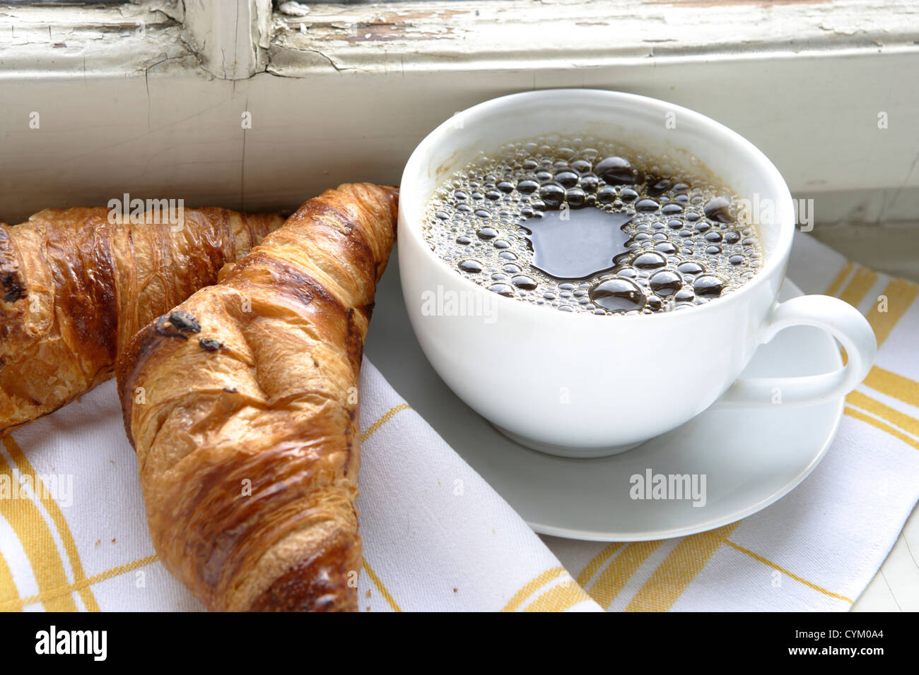Coffee and croissant Stock Photo