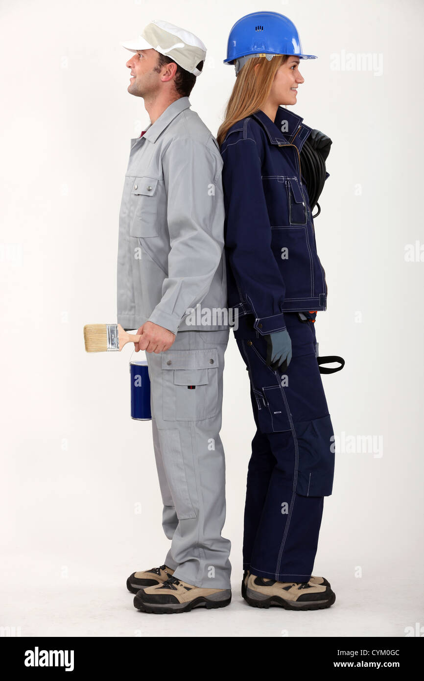 An painter and a electrician Stock Photo Alamy