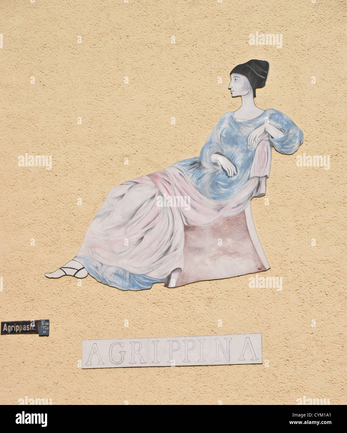 Modern mural of  Julia Agrippina, Agrippinastrasse, Cologne, Köln, Nordrhein-Westfalen, Germany Stock Photo
