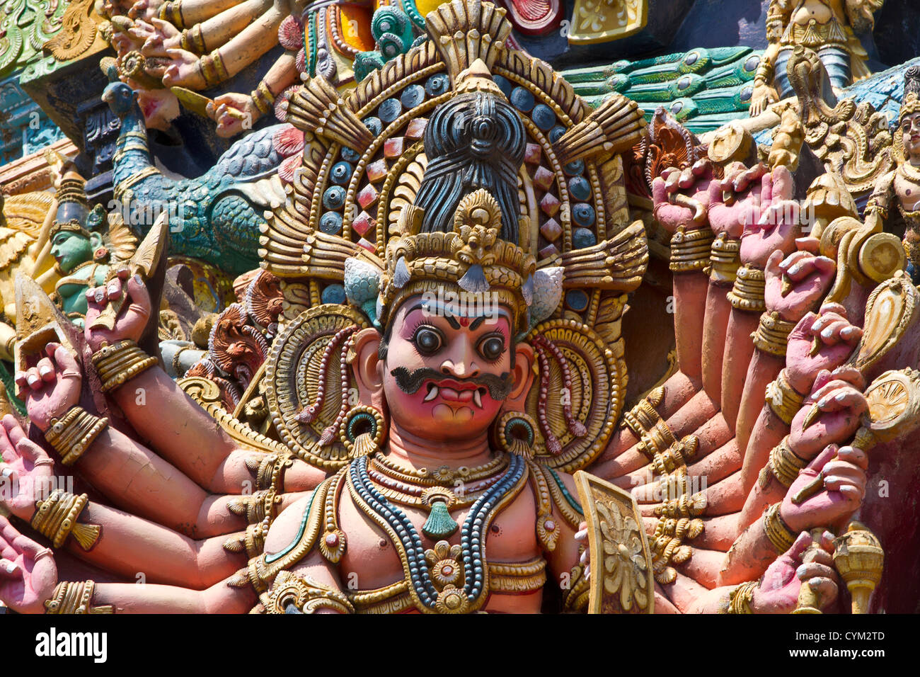 Sri Meenakshi Temple Madurai India Detail From Temple Tower Or Gopuram Of A Hindu Demon God Stock Photo Alamy