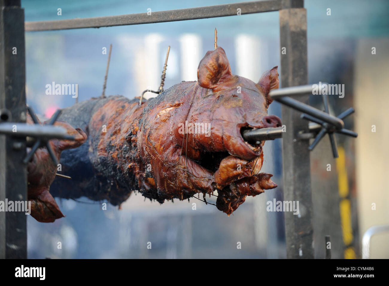 Hog Roast stall for the bonfire night celebrations in Lewes East Sussex UK Stock Photo