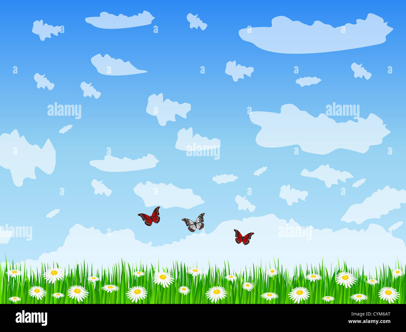 Beautiful rural landscape view. Vector illustration Stock Photo - Alamy