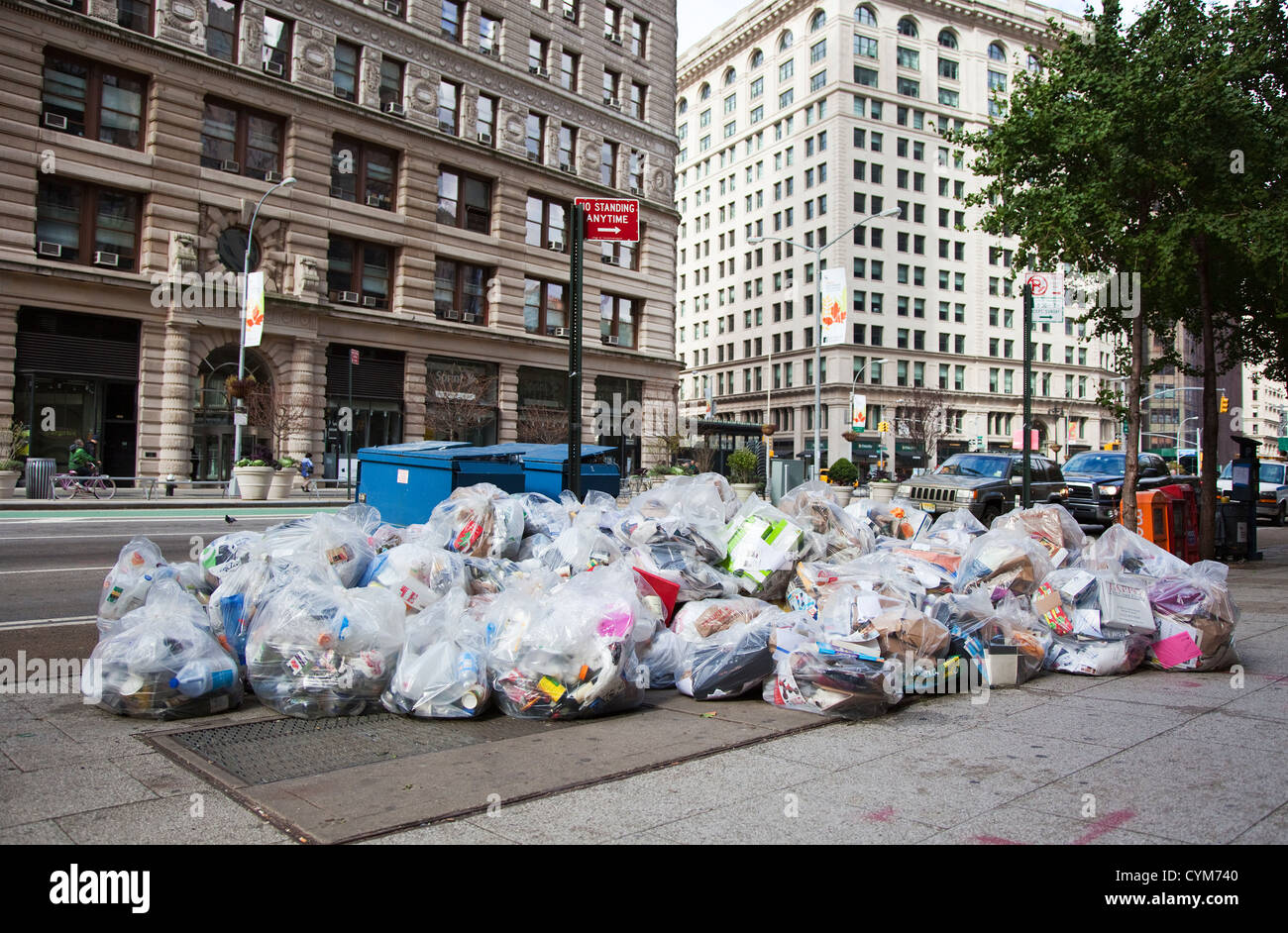 Large Amount Of Rubbish Bags In The Streets Of New York City Stock large-amount-of-rubbish-bags-in-the-streets-of-new-york-city-stock