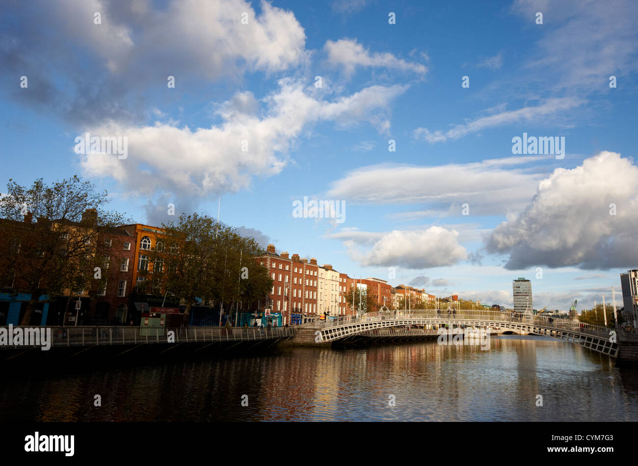 view of the river liffey and hapenny bridge dublin republic of ireland ...