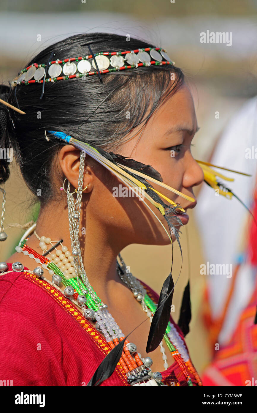 Nocte tribe, Woman with traditional Wear at Namdapha Eco Cultural Festival; Miao; Arunachal Pradesh; India Stock Photo