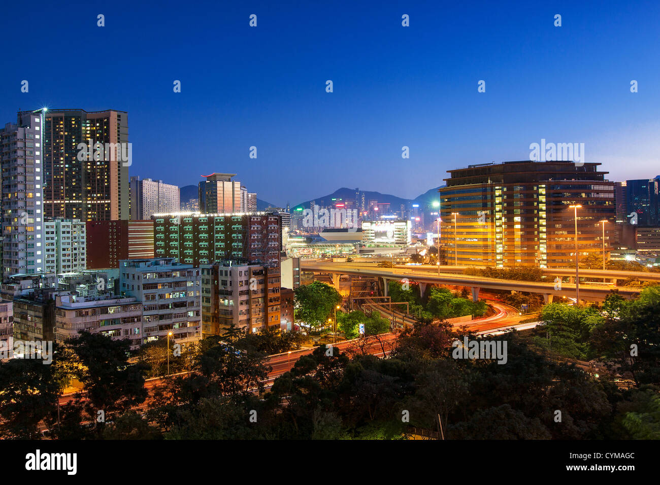 office building at sunset in hong kong Stock Photo - Alamy