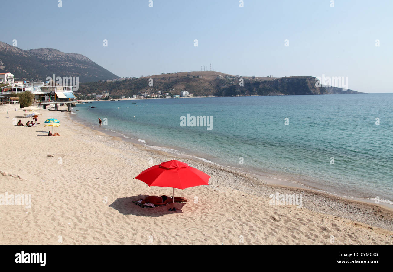 Himara Beach on the Albanian Riviera Stock Photo