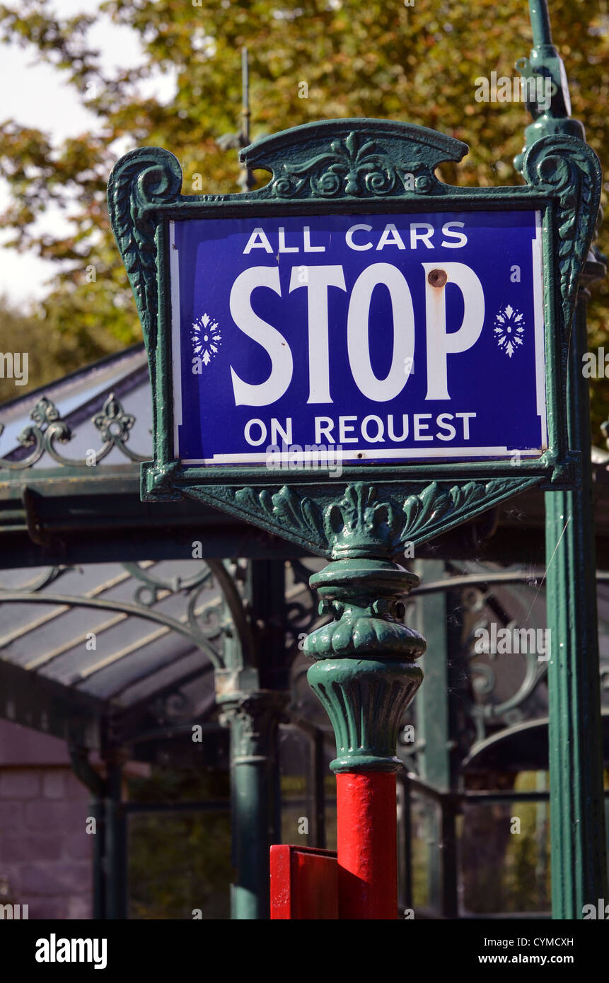 tram car request stop sign, Stock Photo