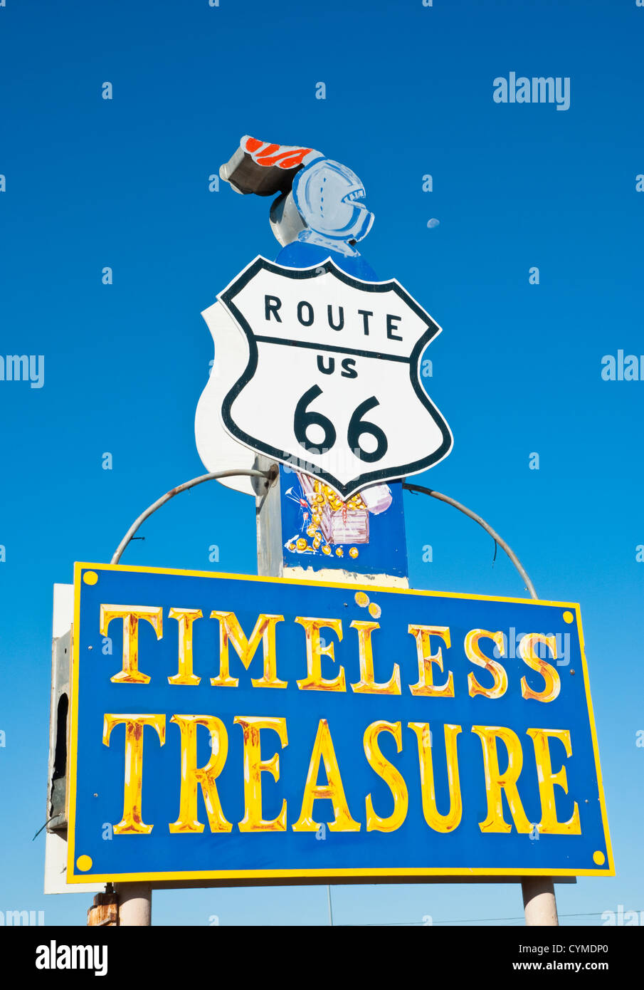 Timeless Treasure is one of many interesting establishments along Route 66 in Tucumcari. Stock Photo