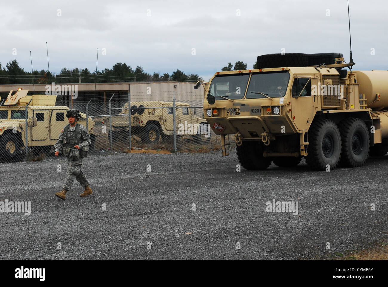 Soldiers from 10th Mountain Division (LI), make preparations for support to Hurricane Sandy victims November 4, 2012 on Fort Drum, NY. Stock Photo