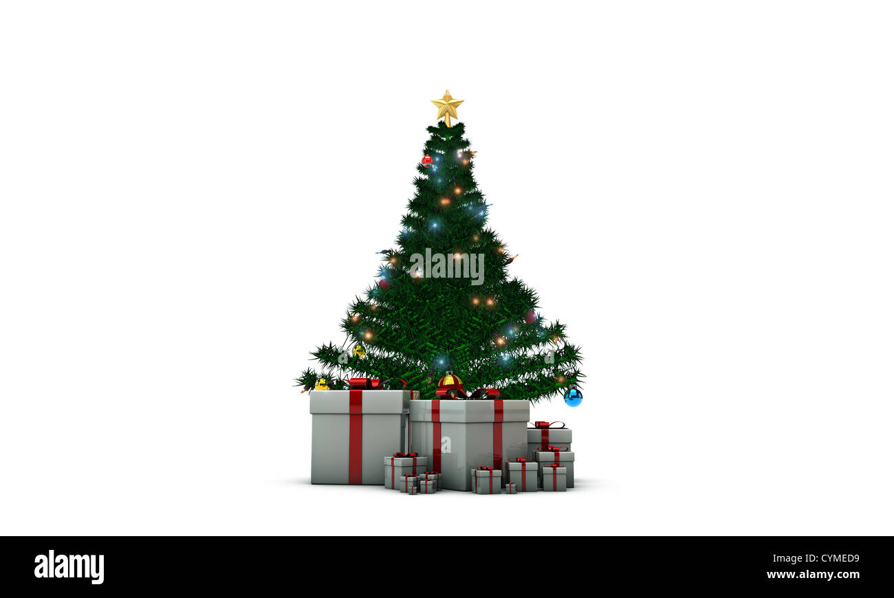 Christmas tree isolated on white background Stock Photo Alamy