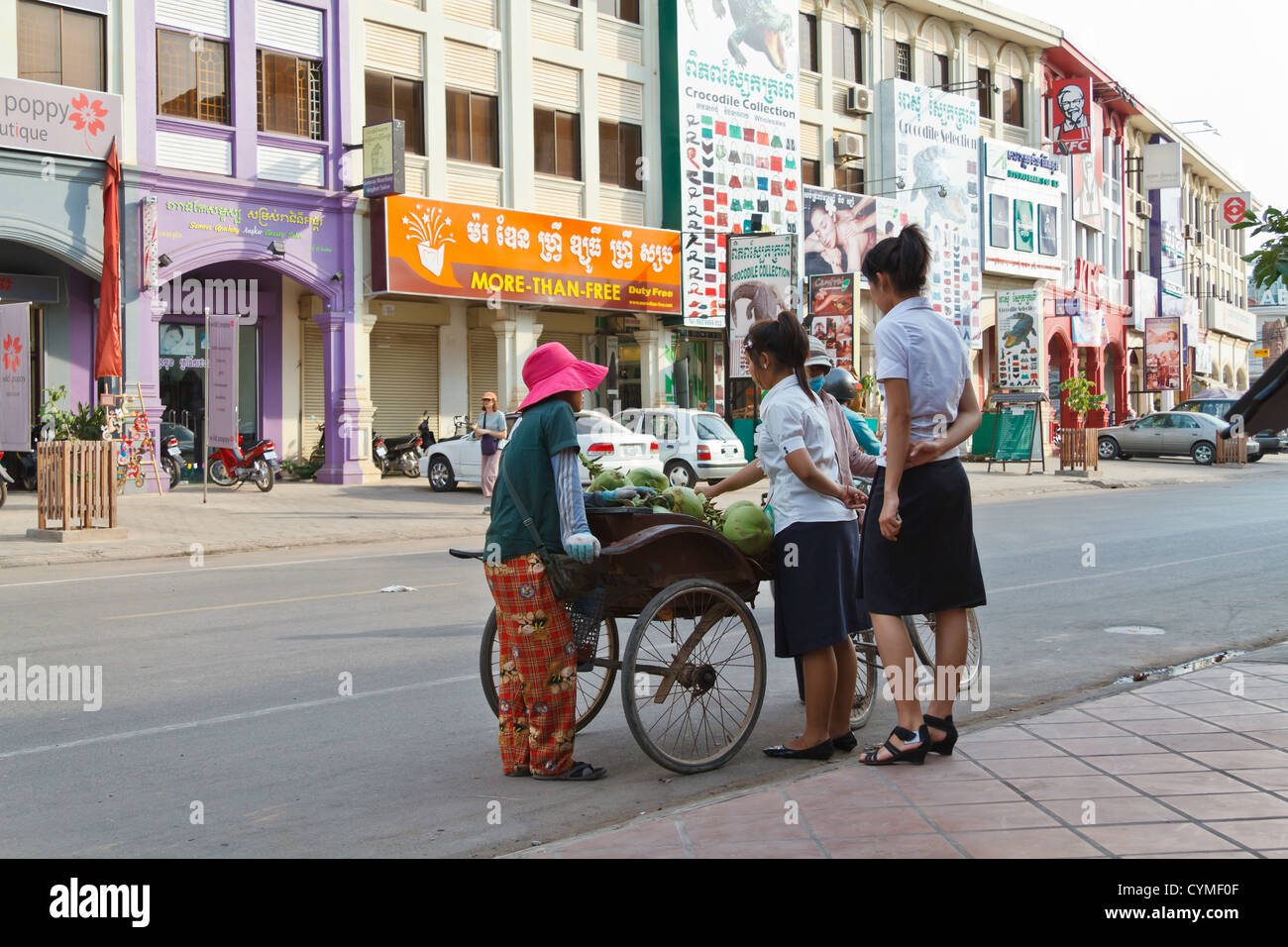 Typical Street Scenery in Siem Reap, Cambodia Stock Photo