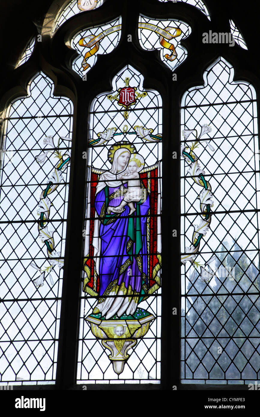 Stained glass window in St Mildred's Church Tenterden Church Kent UK