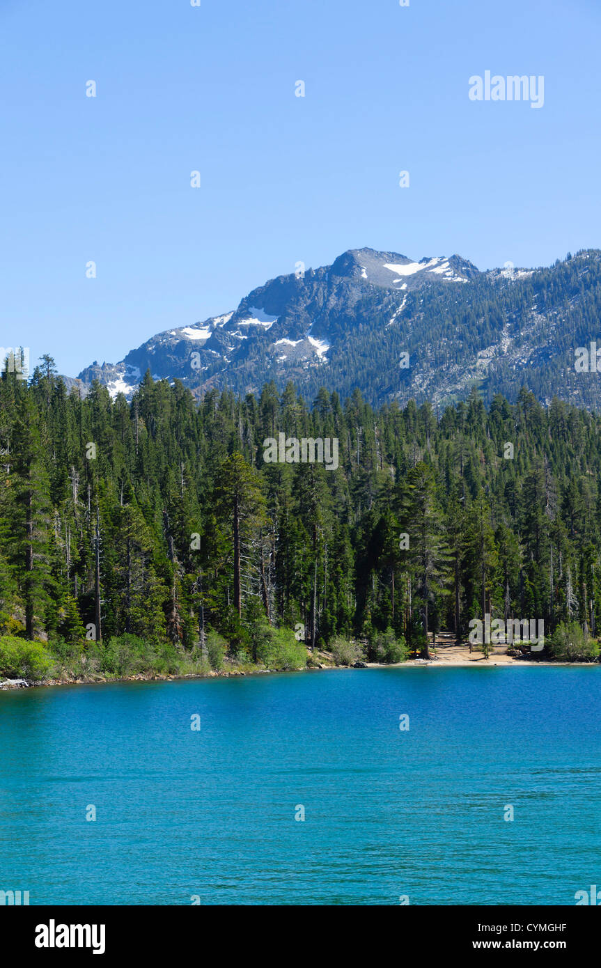 Lake Tahoe blue water and mountains Stock Photo Alamy