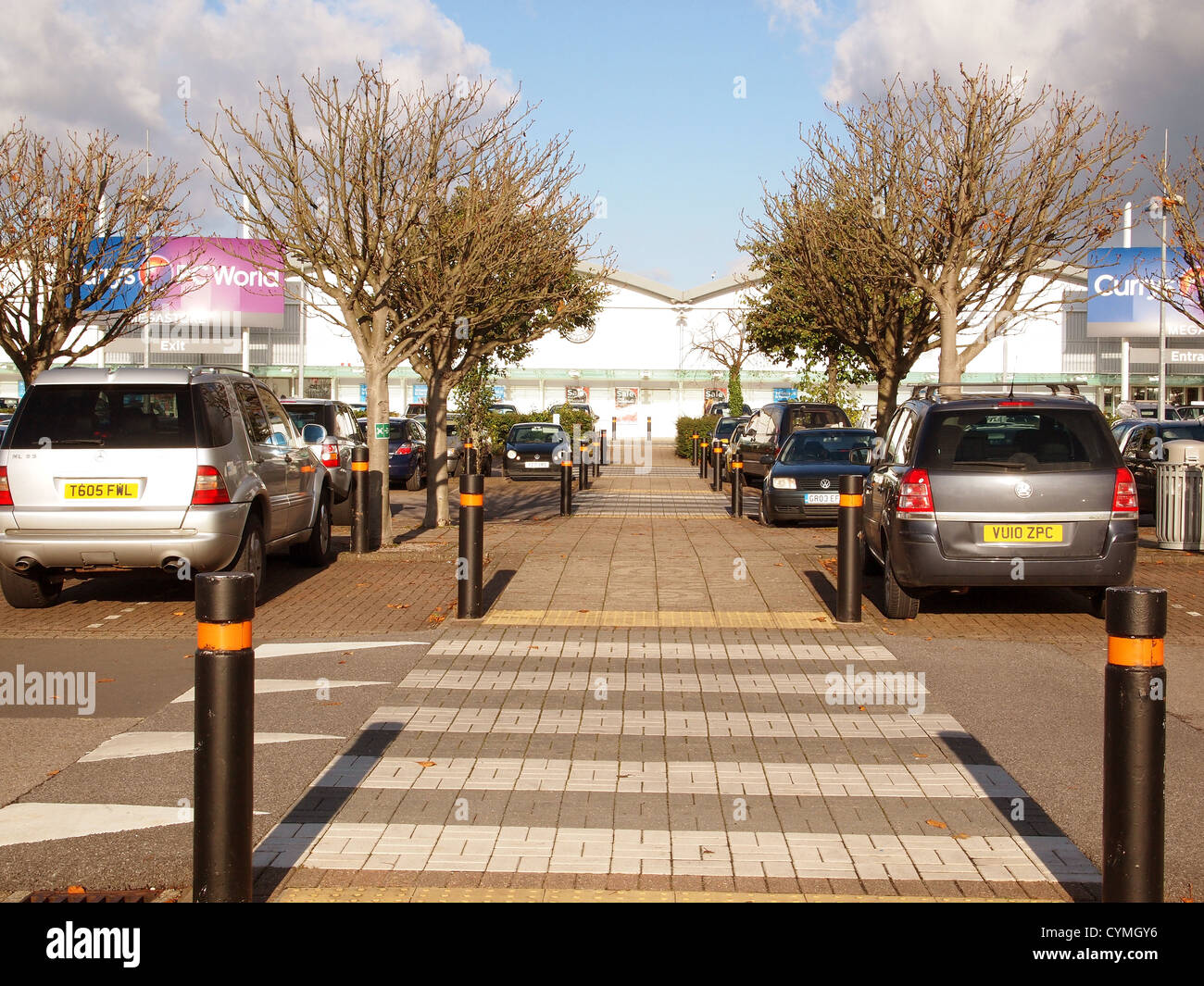 Pedestrian crossing in a retail park, Cribbs Causeway, Bristol, England