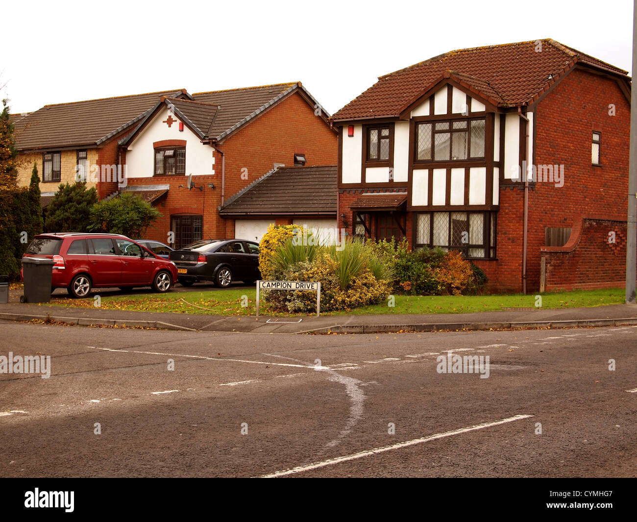 Modern English housing in Bradley Stoke, Bristol, England, UK,  November 2012 Stock Photo