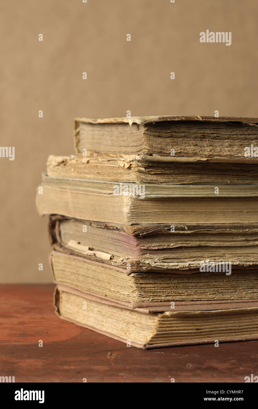 a stack of old books Stock Photo