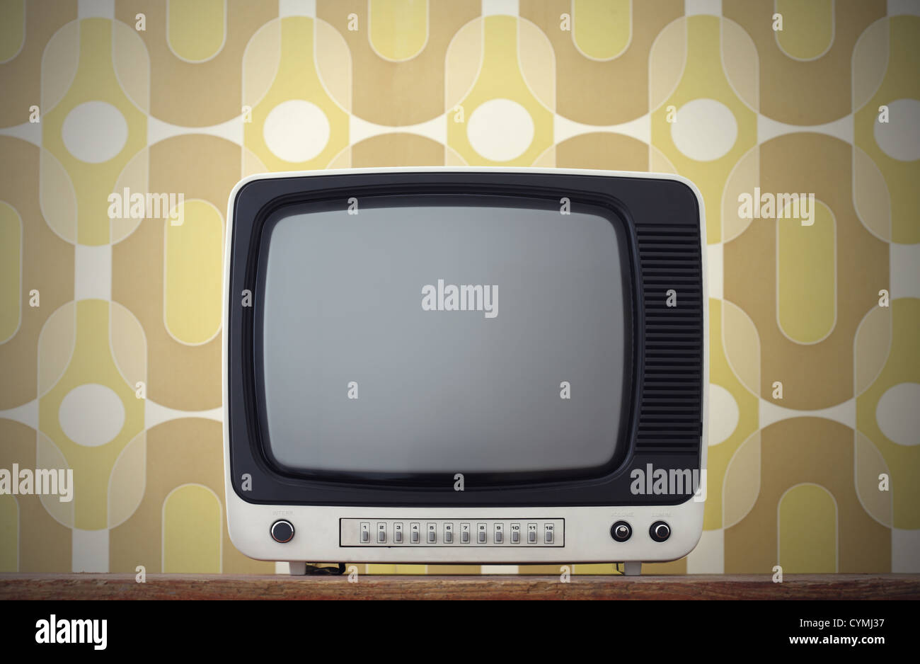 Old TV screen. on vintage background Stock Photo - Alamy