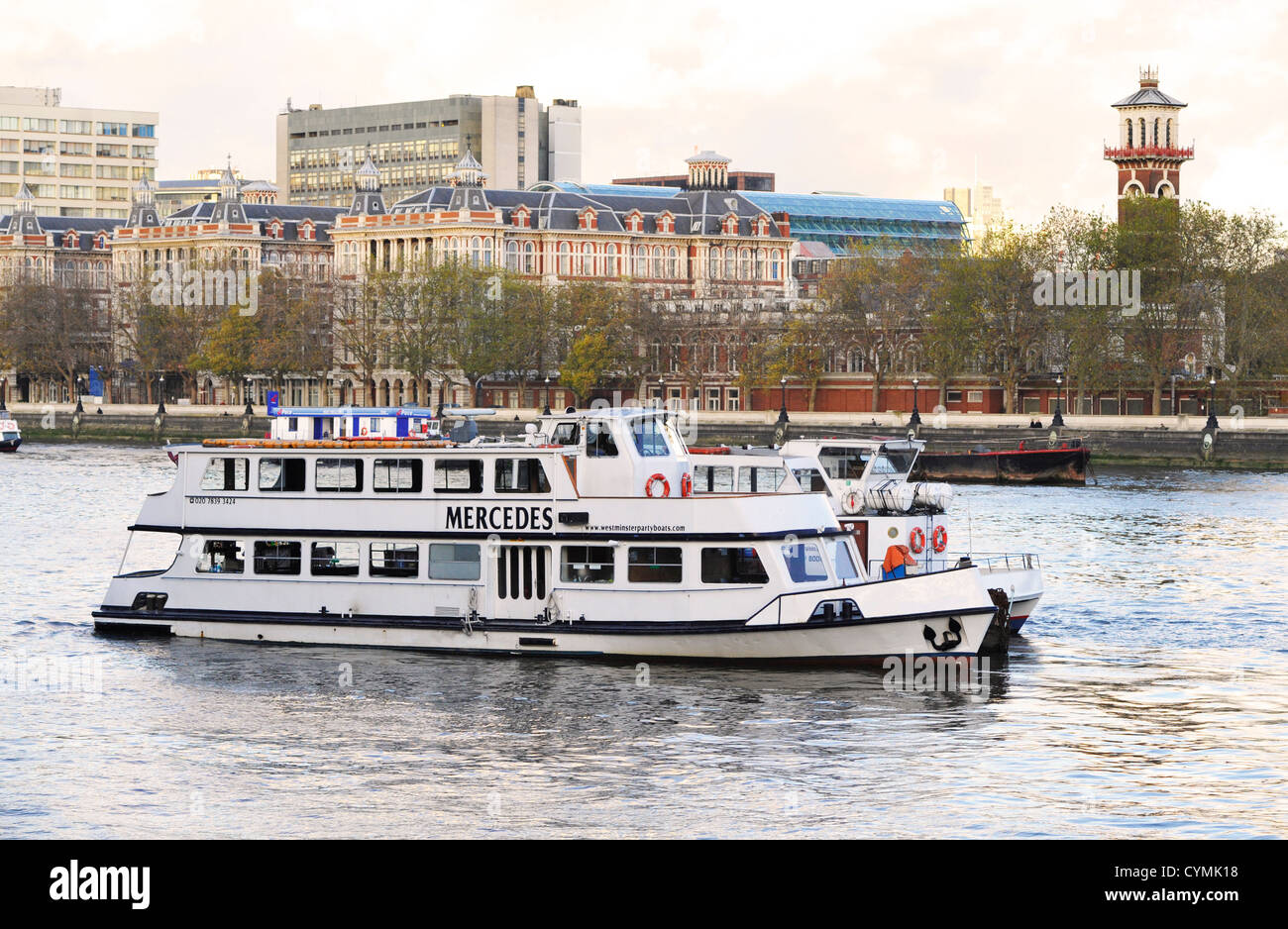 A tour boat on the River Thames, London Stock Photo - Alamy