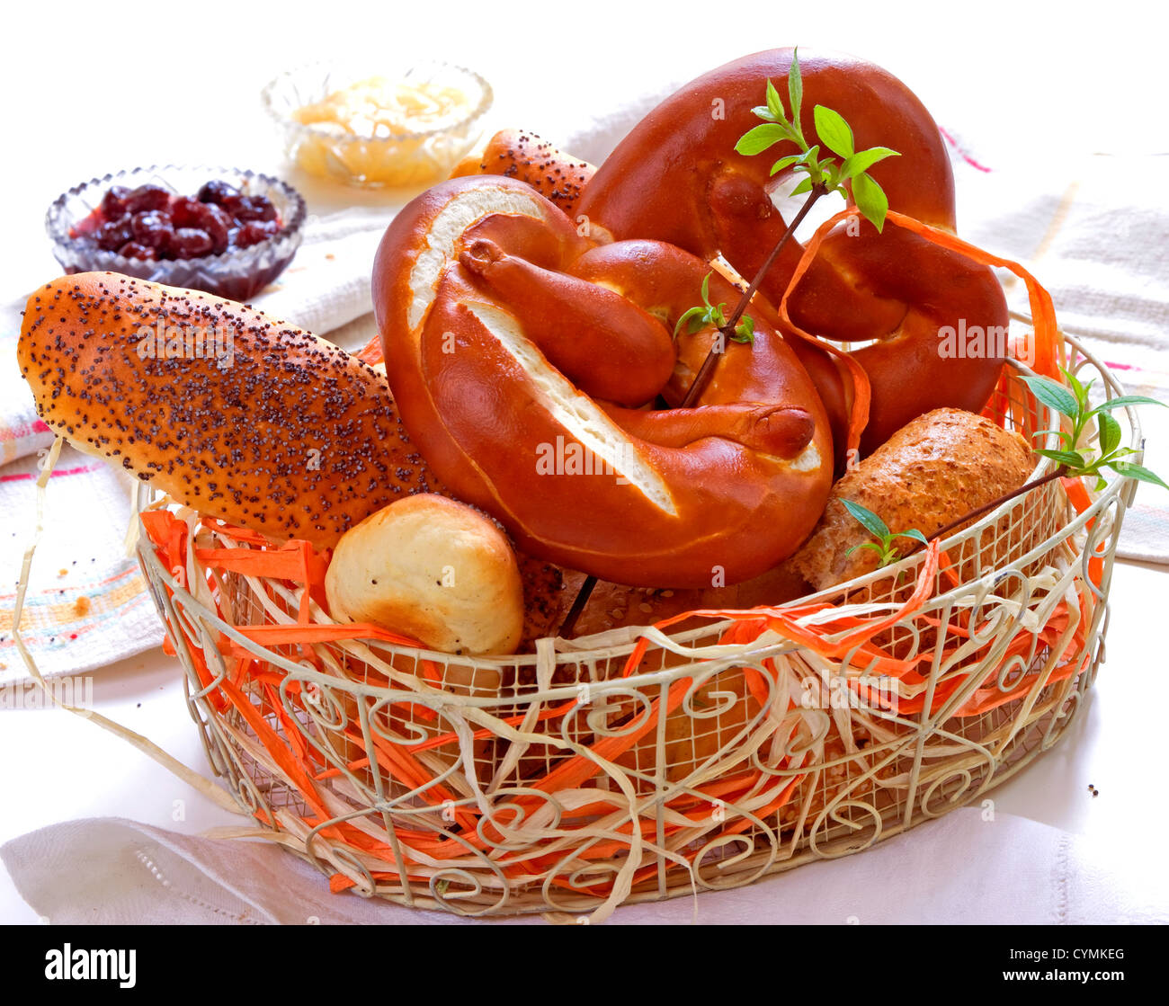 breakfast basket with bread choice Stock Photo