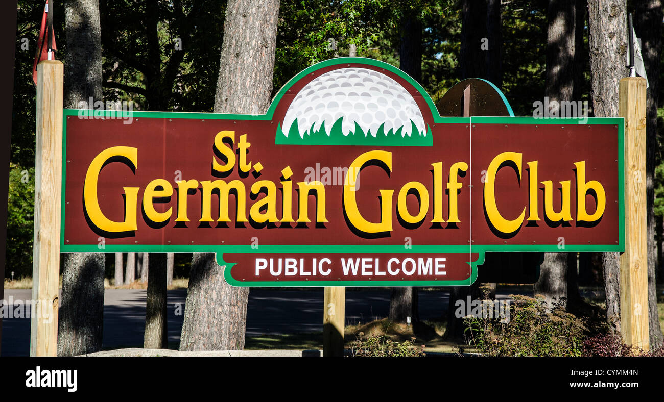 Sign for the St. Germain Golf Club in St. Germain, Wisconsin Stock