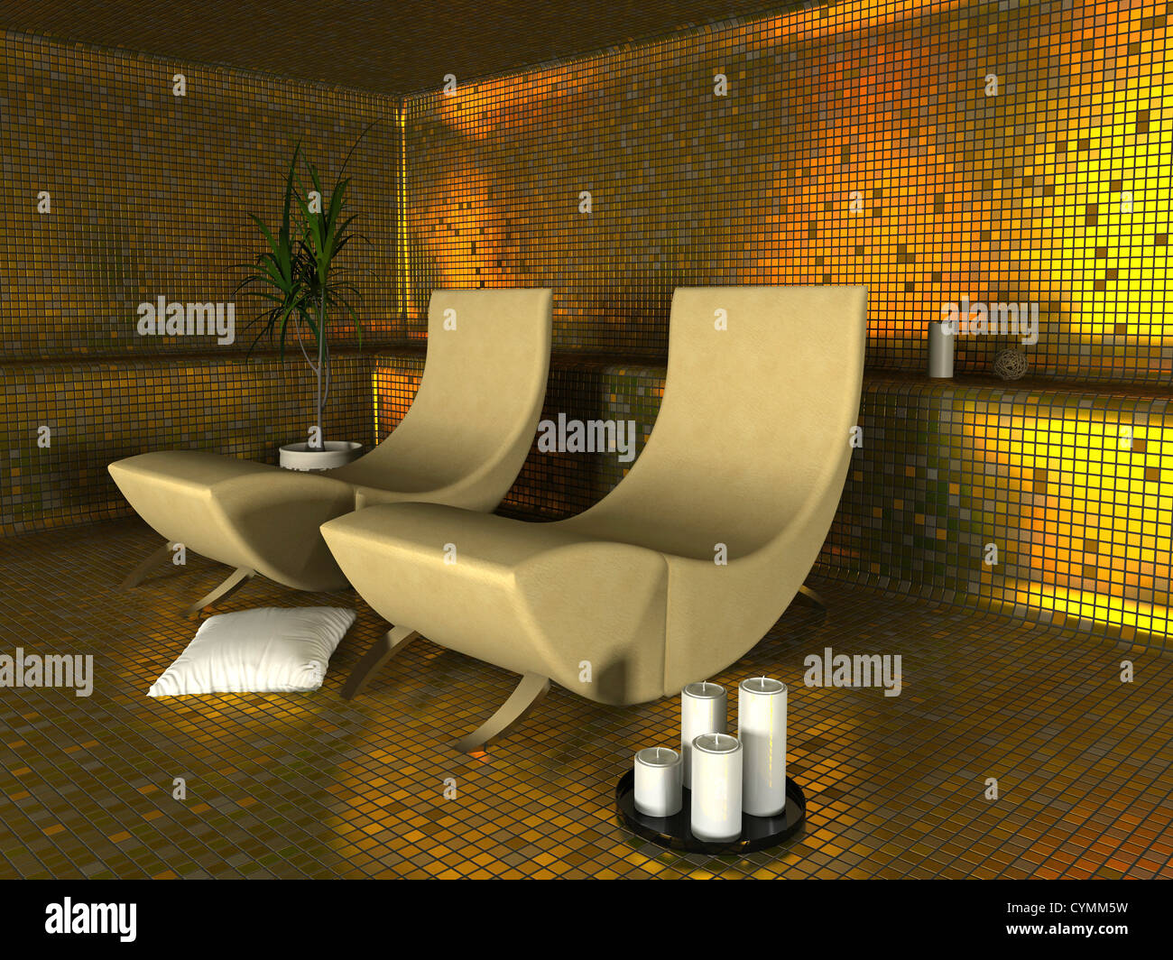 spa modern interior (3D rendering) Stock Photo