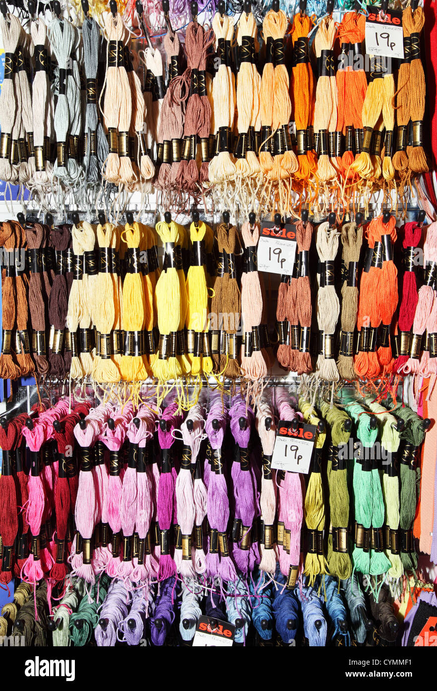 Colourful skeins of embroidery thread for sale Stock Photo Alamy