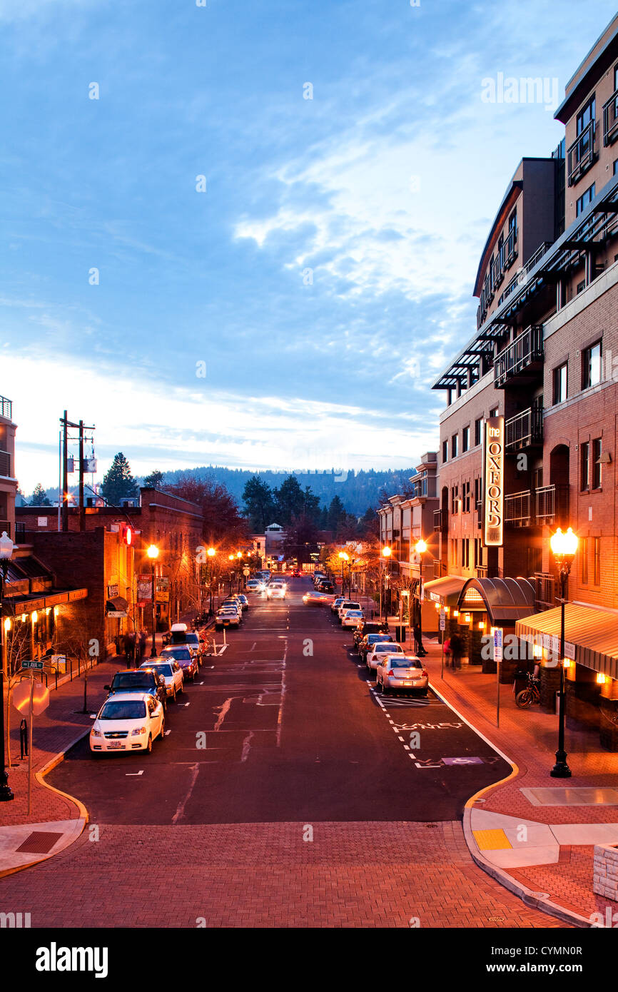 A look at a downtown street in Bend, Oregon at dusk Stock Photo - Alamy