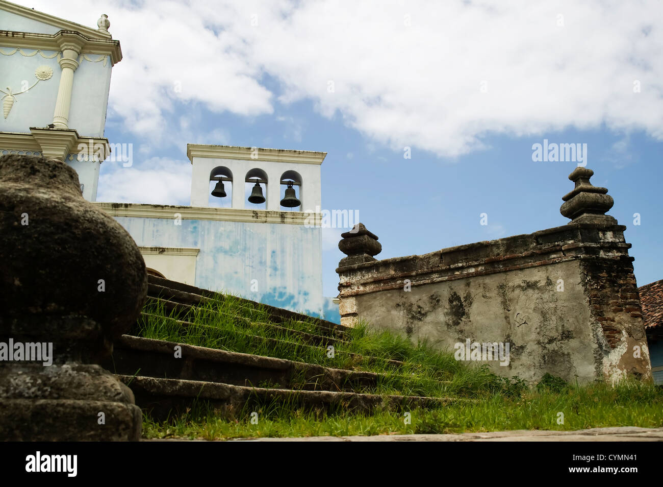 Stone steps to El Convento Cathedral in Granada Nicaragua Stock Photo