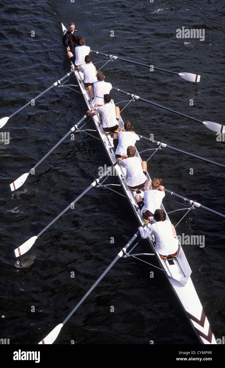 Sports rowing crew and cox Stock Photo Alamy