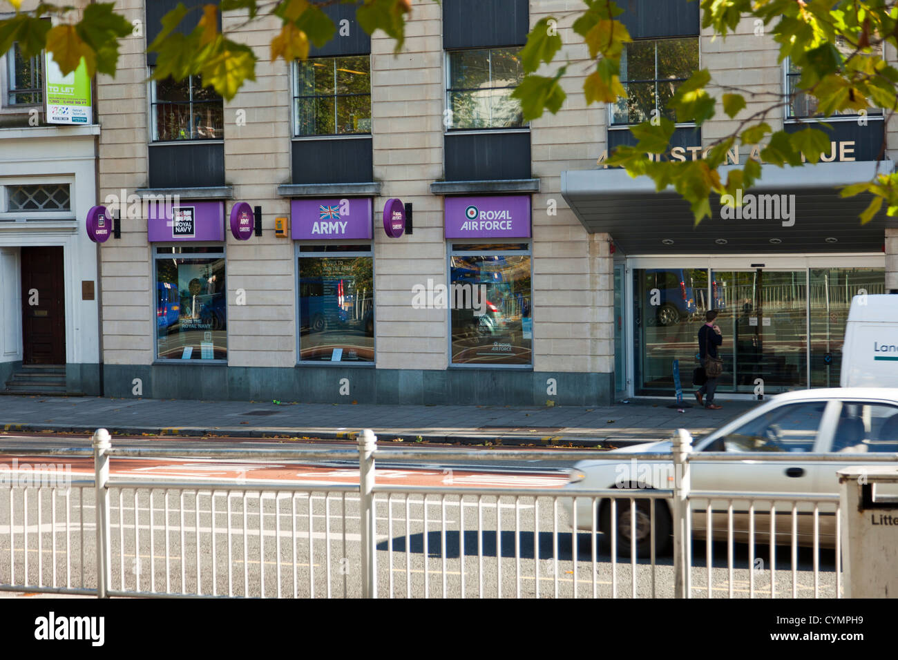 Navy Army Air Force recruitment careers office on Colston Avenue Bristol England UK. Stock Photo