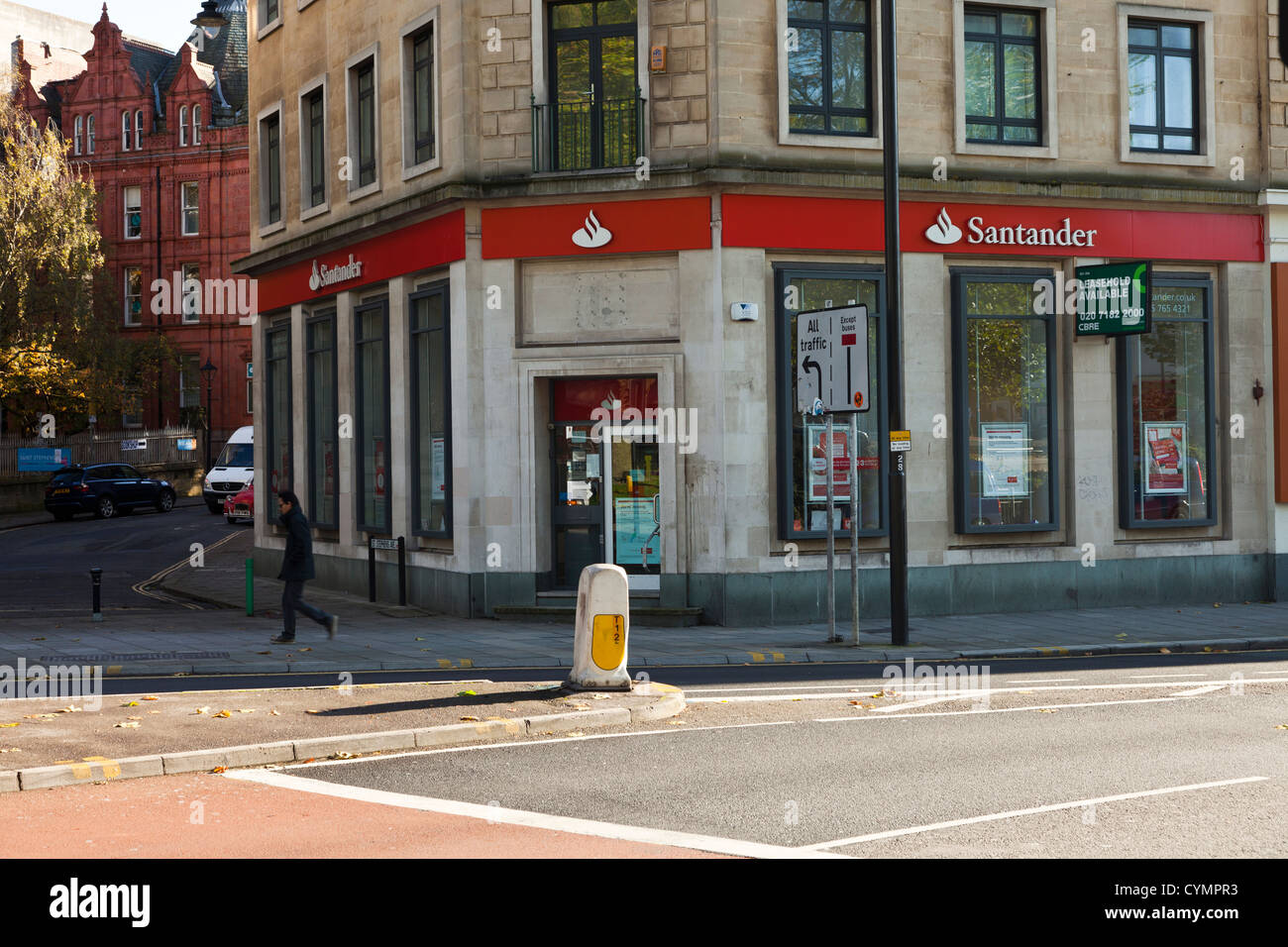 Santander bank premises up for sale, banking and economic crisis forcing many banks to close a lot of branches, Colston Ave Bris Stock Photo