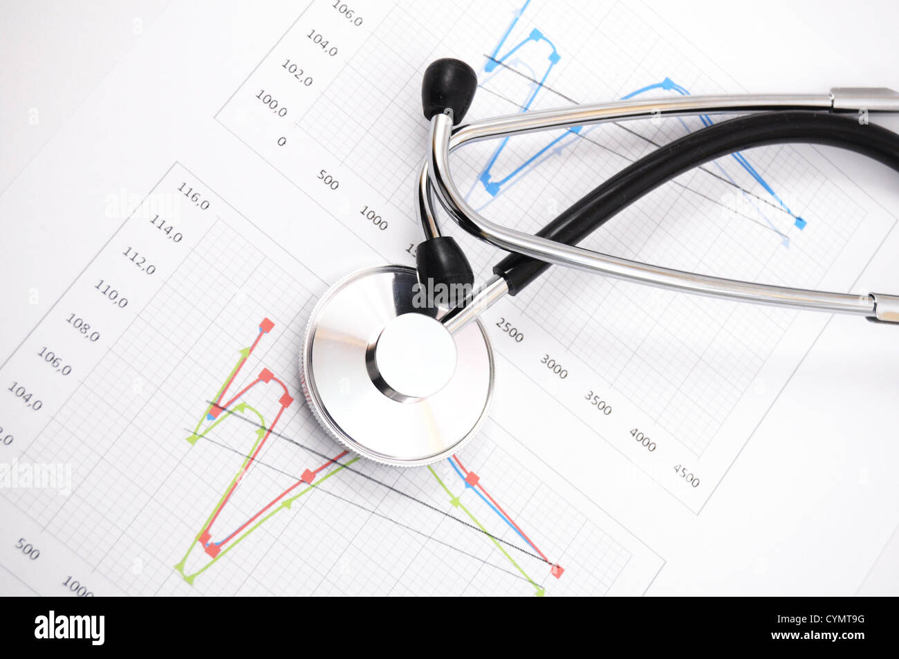 health and medical concept with stethoscope on diagram Stock Photo Alamy