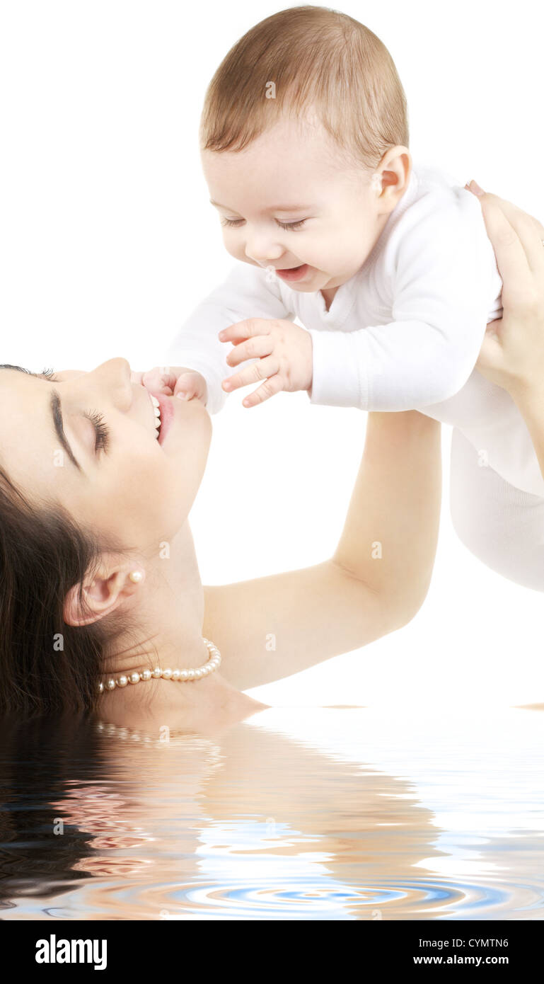 picture of happy mother with baby in water Stock Photo Alamy
