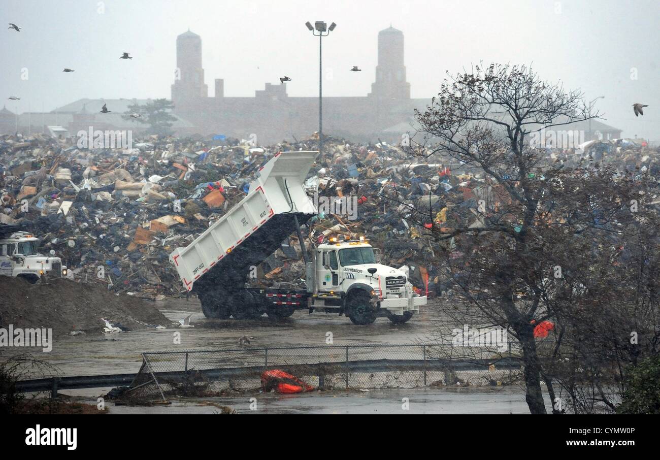 Nov. 7, 2012 Queens, New York, U.S. Sanitation trucks deliver